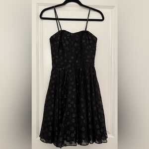 Guess Black Strapless Mini Dress with Polka Dots Size 4 Retail $138